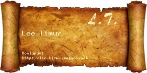 Lee Timur névjegykártya